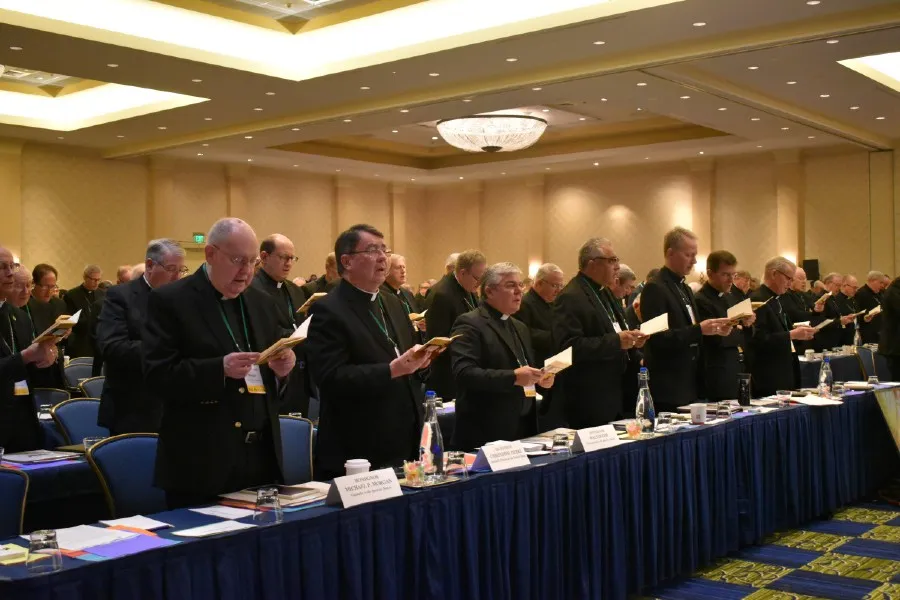 Members of the U.S. Conference of Catholic Bishops pray at their fall meeting in Baltimore, Maryland on Nov. 11, 2019?w=200&h=150